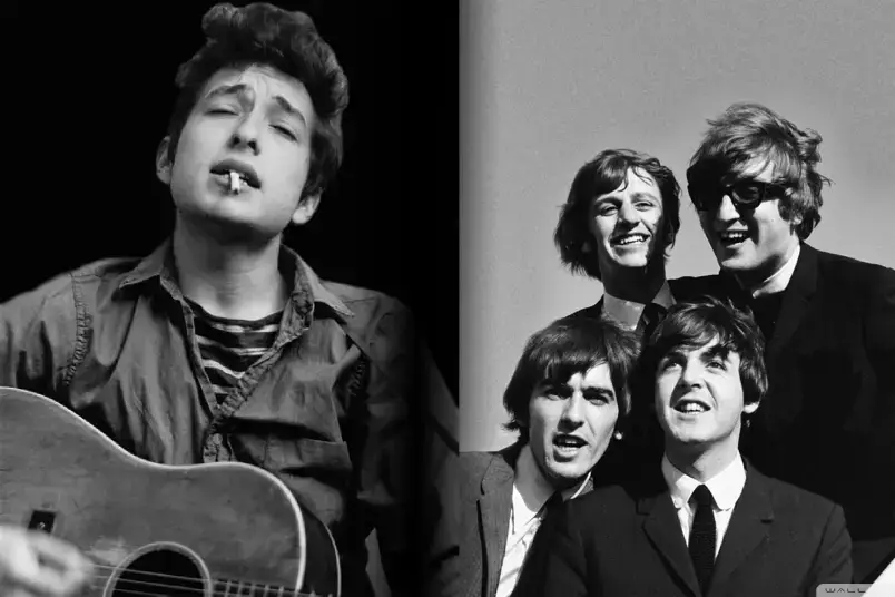 Imagem ilustrativa do artigo sobre o encontro dos Beatles e Bob Dylan